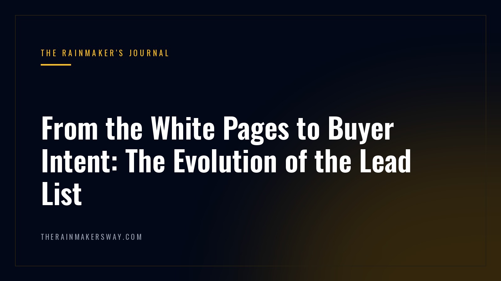 From the White Pages to Buyer Intent: The Evolution of the Lead List
